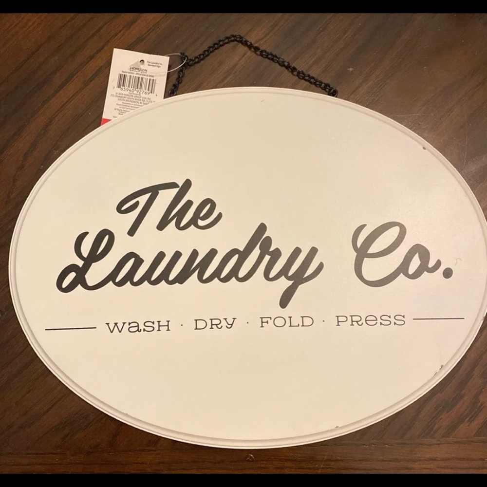 Hanging laundry sign